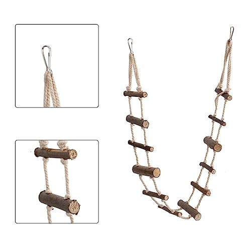 Image of 39.4in Rope Ladder Bird Ladder Wooden Bird Bridge Hamster Bridge | Rope Ladder for Small Pets Hamsters Mice Gerbils Parrots and Chinchillas
