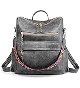 Wishliker Sac a Dos Cuir Femme Elegant,Gris