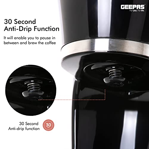 GEEPAS-15L-Filter-Coffee-Machine-800W-Coffee-Maker-for-Instant-Coffee-Espresso-Macchiato-More-Boil-Dry-Protection-Anti-Drip-Function-Automatic-Turn-Off-Feature-Standard--2-Year-Warranty