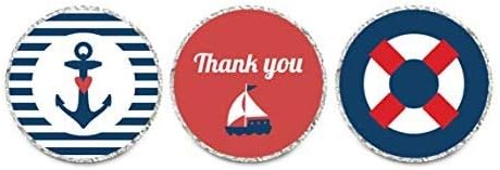 Andaz Press Nautical Ocean Adventure Wedding Collection, Chocolate Drop Label Stickers Trio, 216-Pack, Fits Kisses Party Favors