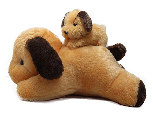 Image of Tickles Adroable Lying Dog with Baby Stuffed Soft Plush Animal Toy for Kids Baby Boys & Girls Birthday Gifts (Size: 40 cm Color: Brown)