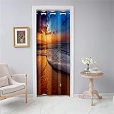 odot tende oscuranti per interni con occhielli, tende per porta con stampa spiaggia tramonto 3d, tenda divisore della stanza, armadio, soggiorno, camera da letto, 1 pezzo (120x180cm,stile f)