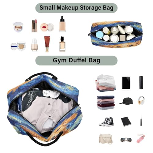 Golden Retriever Dog Travel Duffle Bag Gym Bag Weekender Bags with Toiletry Bag Travel Trip Tote Bag4