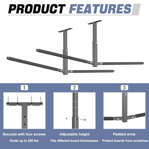 WALMANN Ceiling Kayak Storage Rack for Garage, Heavy-Duty Overhead Kayak Hanger Holds 4 Kayaks, Snowboards, Surfboards, Paddleboards & SUPs, Space-Saving Ceiling-Mount Storage Rack(for 4 Kayaks) by WALMANN - Image 5