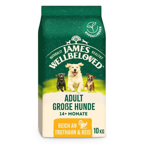James WELLBELOVED 10kg Hund, große Hunderassen, Trockenfutter Truthahn & Reis