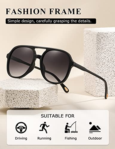 Masdun Retro Square Aviator Sunglasses Womens Mens 70S Stylish Vintage Double Bridge Sun Glasses #TOP5