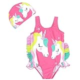 Este ropa de natación de una pieza para niños pequeños con una clasificación UPF 50+ UV para proteger la piel sensible del bebé de los rayos nocivos del sol.