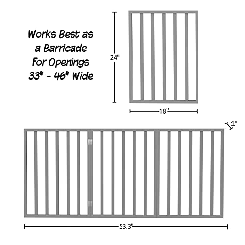 Indoor Pet Gate - 3-Panel Folding Dog Gate for Stairs or Doorways - 54x24-Inch Freestanding Pet Fence for Cats and Dogs… - Image 3