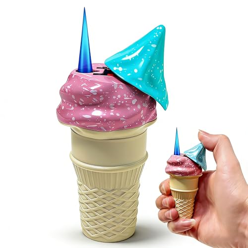 Encendedor antorcha en forma de cono de helado recargable miniatura 1