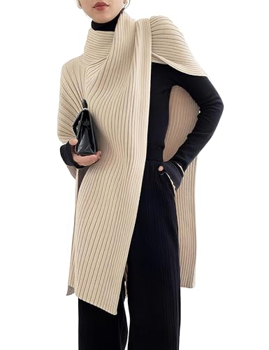 Women's Shawl Wraps Sweater Top High Neck Knitted Asymmetrical Wrap