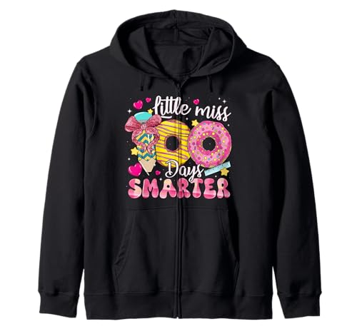 Little Miss 100 Days Smarter Donut 100th Day Of School Girl Zip Hoodie