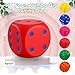 Simgoing 6 Pcs 4 Inch Large Foam Dice Giant Cube with 6 Sided Number Dots Jumbo Soft Slow Big PU Foam Stress Ball for Party Game Math Learning Props Stress Relief Gifts(6 Colors)
