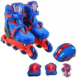 Kit Patins com Acessórios de Segurança Azul - Tam. 30-33