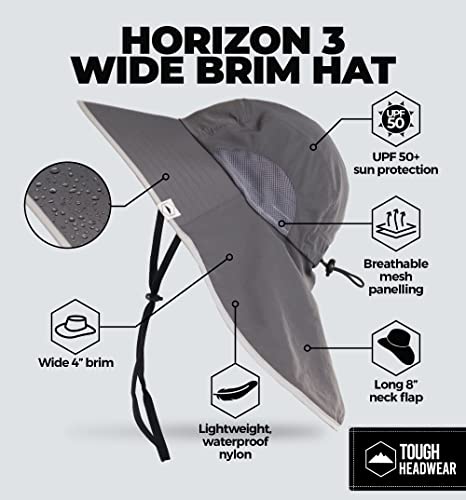 Tough Headwear Wide Brim Sun Hat For Men & Women - Mens Boonie Hats, Hiking, Landscaper Hat - Waterproof Sun Hat Dark Gray #TOP3