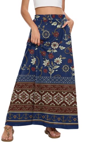 Image of Womens Maxi Skirt Long Flowy Summer A-Line High Waist Skirts