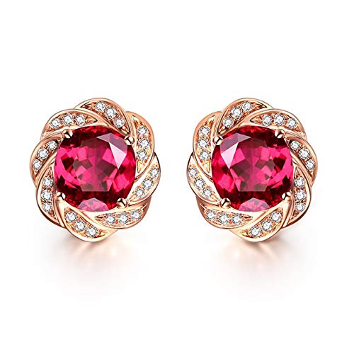 Boucles d'oreilles mariage pour femme en or rose fleur de diamant étincelante