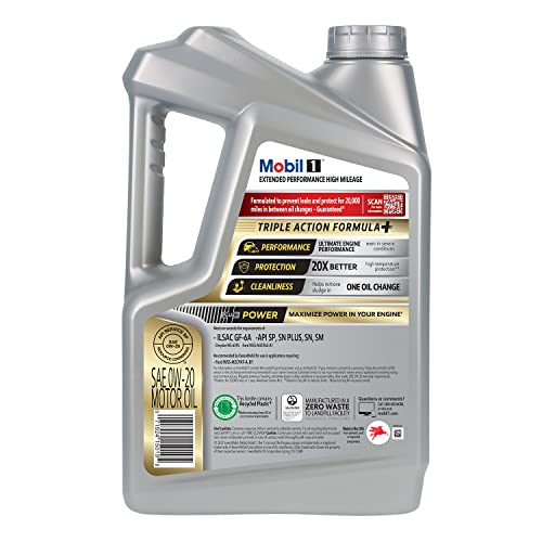 Image of Mobil 1-123837 Extended Performance High Mileage 0W-20; 5QT, Gray (Pack of 2)