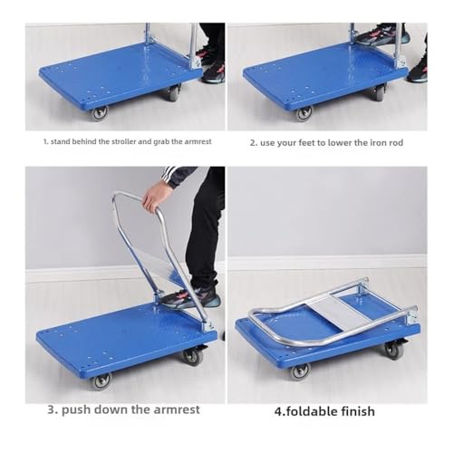 Carretilla plegable de 4 ruedas 72x48 cm azul miniatura 7