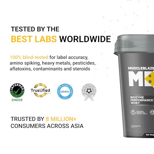 Image of MuscleBlaze Biozyme Performance Whey Protein Powder, Chocolate Hazelnut (4kg / 8.8lbs) | 25g Protein Per Scoop | Clinically Tested 50% Higher Protein Absorption