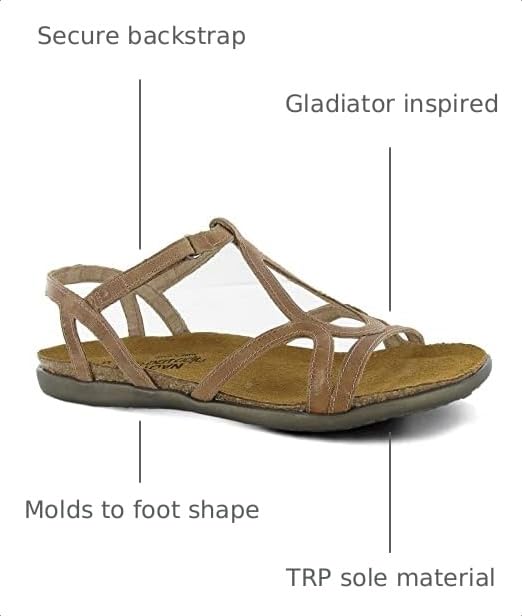 Image of NAOT Footwear Women's Dorith Sandal with Cork Footbed and Arch Support Footbed - Adjustable Sandal With Backstrap - Comfort and Support - Lightweight and Perfect for Travel - Narrow to Medium Fit