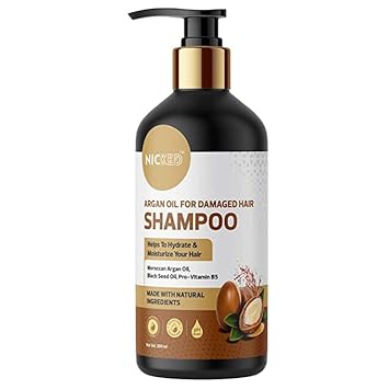 NICKED Moroccan Argan Oil Shampoo for Damaged Hair to Help Moisturize, Soften & Strengthen Hair| made with natural ingredient -Sulphate and Paraben Free-300 mL