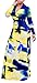 Eleganlife Women Sexy Printed V Neck Long Sleeve Drawstring Cocktail Party Long Maxi Dress Blue Large