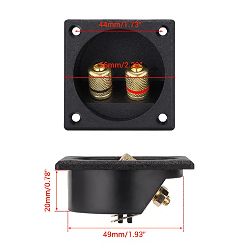 2 PCS 2 Way Speaker Box Terminal Binding Post Cup, 75mm DIY Home Car Stereo Screw Cup Connectors Subwoofer Plugs 50mm cutting size