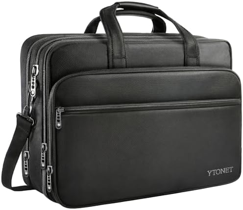 17 inch Laptop Bag, Travel Briefcase with Organizer, Expandable Large Hybrid Shoulder Bag, Water Resisatant Business Messenger Briefcases for Men and Women Fits 17 15.6 Inch Laptop, Computer, Tablet