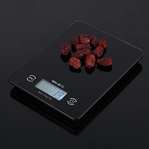 Balance de cuisine électronique en verre trempé avec rétroéclairage LCD 5 kg/1 g