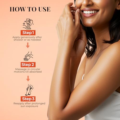 Image of Just Herbs Radiant Glow Body Lotion with UVA /B Filters | For Intensely Moisturised & Glowing Skin | Gives Sun Protection | Mandarin, Saffron, Vitamin C, Niacinamide | Clinically Tested - 300ml