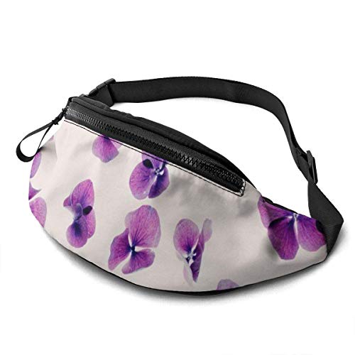GOSMAO Riñoneras Deportivas,Riñoneras Running con Correa Ajustable,Hermosas Flores Moradas,Bolsos de Gimnasio Bolsos Bandolera para Hombre Mujer