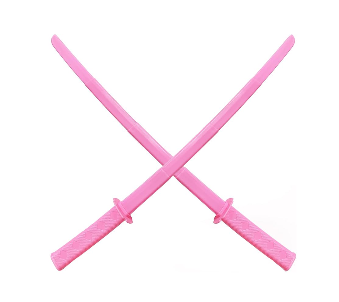 Shukqueen 2PCS 3D Printed Retractable Samurai Sword, Telescopic Cosplay Anime Plastic Swords, Plastic Katana Sword for Kid Adult Pink