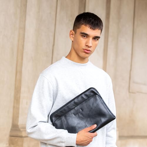 dbramante1928 - Skagen Pro+ Laptophülle - Kompatibel für MacBook Pro Laptop 14' - Laptop-Hülle - Sleeve Laptop tasche - Außentasche & Reißverschluss - Hochwertigem Leder - Black 2nd