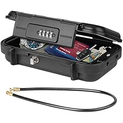 Caja De Seguridad Portatil WACCET Caja fuerte portátil seguro mini caja fuerte de viaje impermeable antirrobo con cable metálico extraíble para el hogar, oficina, hotel, viajes, etc. (negro)
