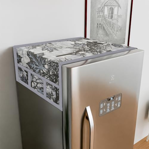 Image of Kuber Industries Fridge Top Cover with Pockets | Refrigerator Cover with 6 Utility Pockets | Grey