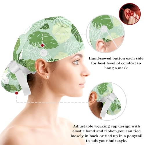 Image of Red Blooming Rose Flowers Black Working Cap with Scrunchy and Ribbon Tie for Women, Long Hair