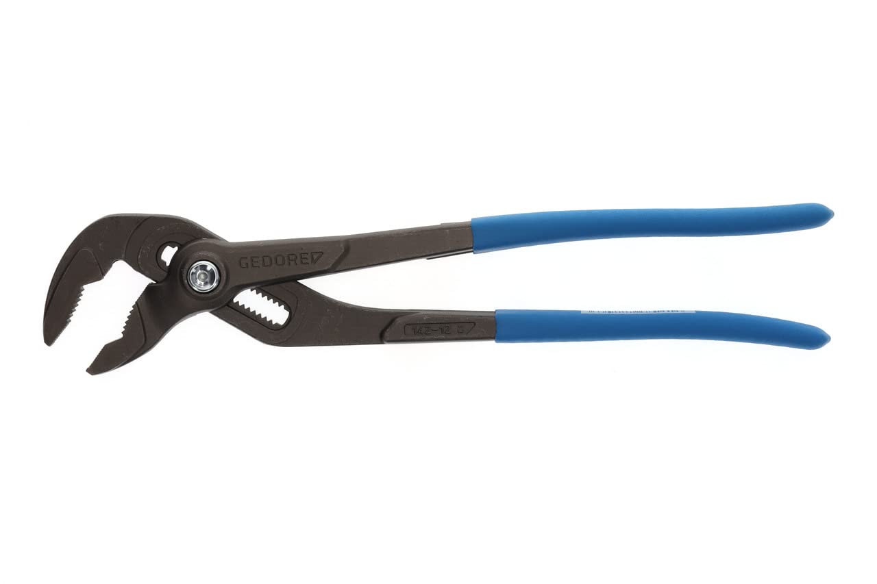 GEDORE Pinza Regolabile a Pappagallo, Pinza Chiave Regolabile, Apertura Fino a 44 mm, Autobloccante con Pulsante, Fermo di Sicurezza, Piatta, Cromata, 142 12 TL