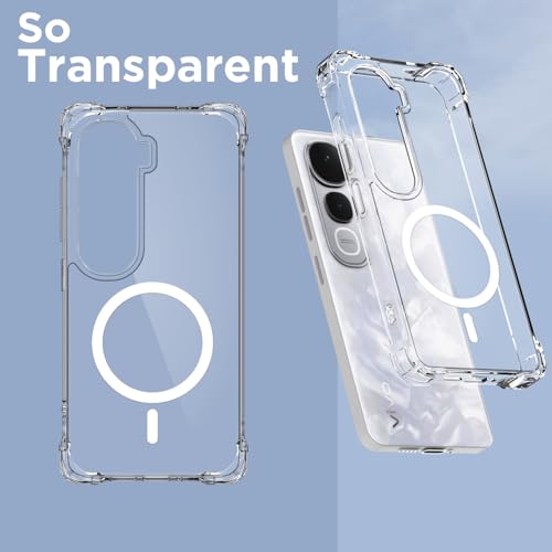 Image of Pikkme Back Cover for Vivo Y400 5G Mag-Safe Shockproof PC + TPU Protective Case Magnetic Support Bumper Case (Transparent Mag-Safe)