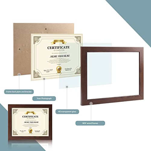 Crugla 8.5X11 Certificate Picture Frames Set Of 6, 8.5 By 11 Photo Document Frame Bulk For Wall Tabletop Display, Brown #TOP1