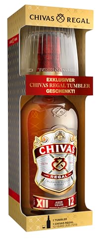Chivas Regal 12 Years Old Blended Scotch Whisky inklusive gebrandetem Tumbler-Glas in edler Geschenk-Verpackung für genussvolle Abende 40% Vol. 0 7 l