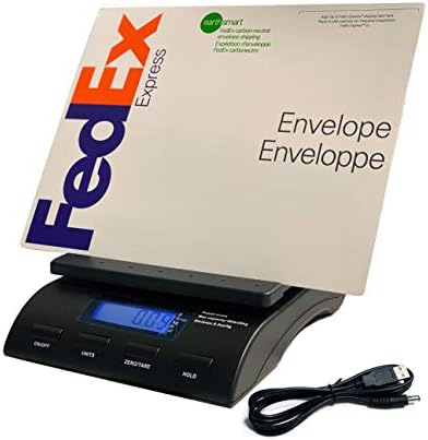 Digital 50 lb x 0.2 oz Postal Table Shipping Mail Scale with Large Display, Envelope Stand and USB Power Cable