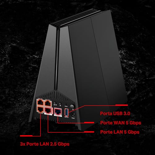 TP-Link Wi-Fi 7 Archer GE550 Router Gaming Tri-Band BE9300Mbps, 2 Porte 5Gbps, 3 Porte 2.5G, Canali 320MHz, 4K-QAM, Beamforming, HomeShield, Non Supporta xDSL - 6