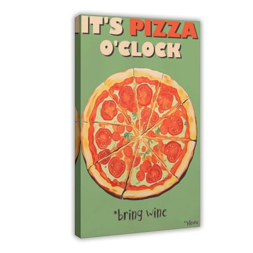 Poster cuisine italienne pizza WJWART toile déco 40x60 cm
