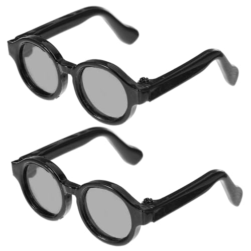 SUPVOX Fashionable Mini Eyeglasses for Dolls 2 Pairs Plastic Dress up Glasses Doll Photo Props