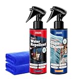 SHIELDOM Car Glass Cleaner & Water Repellenet, Windshield Rain Repellent Streak-Free Water Spot Remover Hydrophobic Coating Protecting Against Stains Safe on Glass, Tinted Windows & Mirrors- Pack of 2