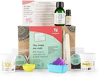Naissance"You Make Me Melt" Make Your Own Organic Massage Bar and Bath Melts Kit Including Shea Butter,Jojoba Oil With Vitamin E, Himalayan Pink Salt & Reusable Silicone Moulds