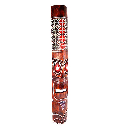 Coco Papaya Grande maschera in legno Tiki 100 cm con motivo dipinto. Decorazione Tiki.