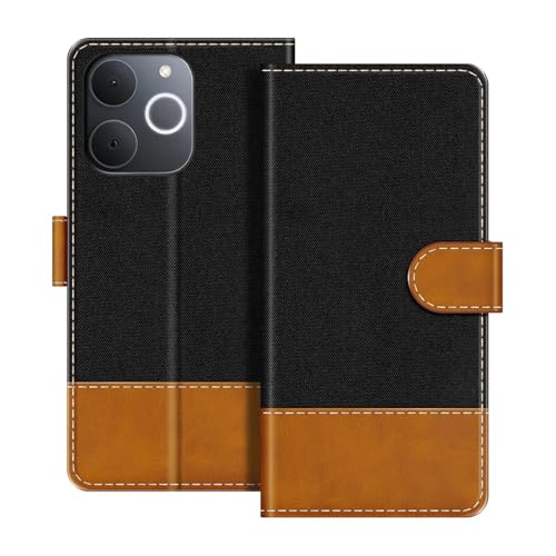 UOGNADGD ���U�[�t���b�v�E�H���b�g�P�[�X OPPO Realme Note 70T 4G �Ƃ̌݊������� �J�[�h�z���_�[�t�� �d�b�J�o�[ RFID�u���b�N �}�O�l�b�g�N���[�W���[���L�b�N�X�^���h (�u���b�N)