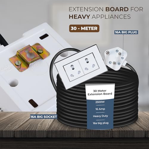 Image of Extension Board Heavy Duty Multi Socket 15A /16A /20A (2500 Watts 16A Big Plug and Two 16A Socket, 30 Meter)
