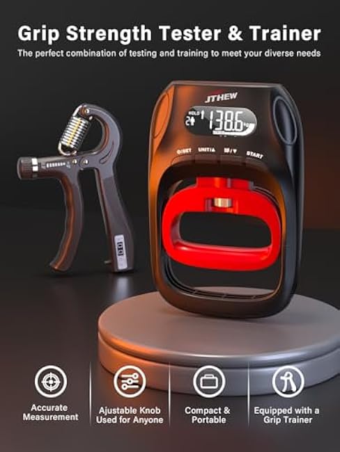 Grip Strength Tester Trainer - Electronic Hand Dynamometer of 400lbs/180kg & Grip strengthener with Adjustable Resistance for Sports